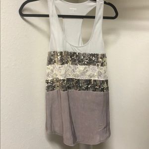 Sequin, lace tank